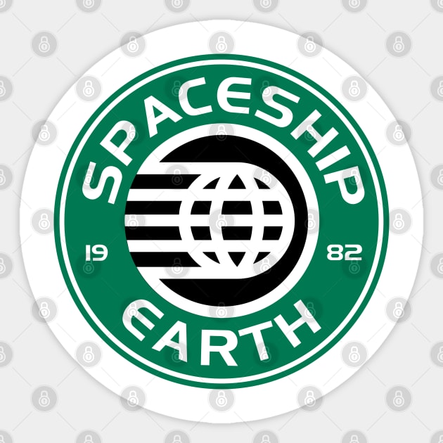 Spaceship Starbucks Sticker by GrizzlyPeakApparel